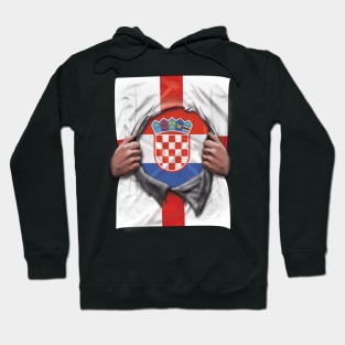Croatia Flag English Flag Ripped Open - Gift for Croatian From Croatia Hoodie
